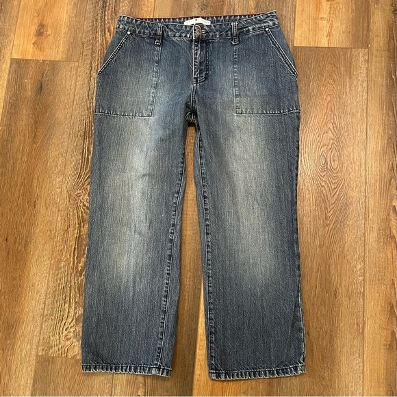 Y2K Tommy‎ Hilfiger ERO-ERO Carpenter Jeans Crop Capri Med Blue Denim Women's 10 - Picture 1 of 13